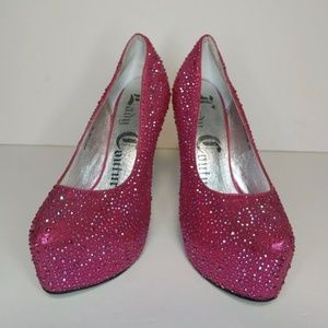 Lady Juicy Couture Red Pink Heel Pumps Pink Sequin Shoes